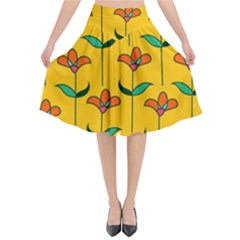 Small Flowers Pattern Floral Seamless Pattern Vector Flared Midi Skirt by BangZart