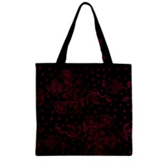 Pink Floral Pattern Background Wallpaper Zipper Grocery Tote Bag by BangZart