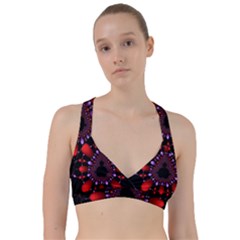 Fractal Red Violet Symmetric Spheres On Black Sweetheart Sports Bra