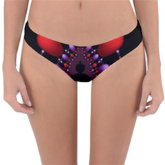 Fractal Red Violet Symmetric Spheres On Black Reversible Hipster Bikini Bottoms by BangZart