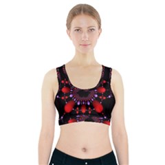 Fractal Red Violet Symmetric Spheres On Black Sports Bra With Pocket by BangZart