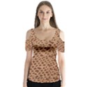 Giraffe Pattern Animal Print Butterfly Sleeve Cutout Tee  View1