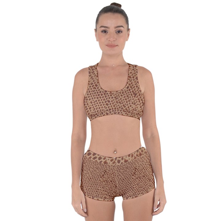 Giraffe pattern animal print  Racerback Boyleg Bikini Set