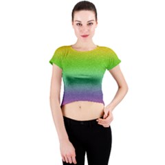 Metallic Rainbow Glitter Texture Crew Neck Crop Top by paulaoliveiradesign