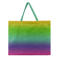 Metallic Rainbow Glitter Texture Zipper Large Tote Bag