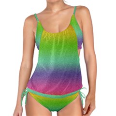 Metallic Rainbow Glitter Texture Tankini Set by paulaoliveiradesign