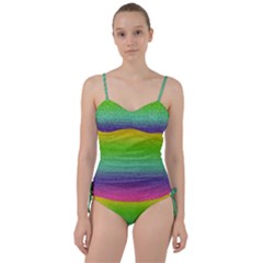 Metallic Rainbow Glitter Texture Sweetheart Tankini Set by paulaoliveiradesign