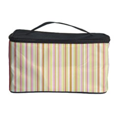 Stripes Pink And Green  Line Pattern Cosmetic Storage Case by paulaoliveiradesign