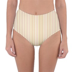 Stripes Pink And Green  Line Pattern Reversible High-waist Bikini Bottoms