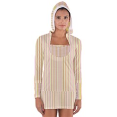 Stripes Pink And Green  Line Pattern Long Sleeve Hooded T-shirt