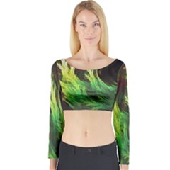 A Seaweed s Deepdream Of Faded Fractal Fall Colors Long Sleeve Crop Top by jayaprime