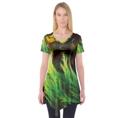 A Seaweed s Deepdream Of Faded Fractal Fall Colors Short Sleeve Tunic  by jayaprime