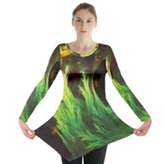 A Seaweed s Deepdream Of Faded Fractal Fall Colors Long Sleeve Tunic  by jayaprime