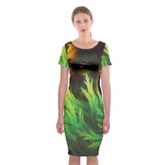 A Seaweed s Deepdream Of Faded Fractal Fall Colors Classic Short Sleeve Midi Dress by jayaprime