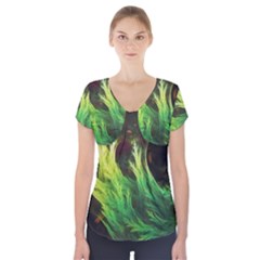 A Seaweed s Deepdream Of Faded Fractal Fall Colors Short Sleeve Front Detail Top by jayaprime