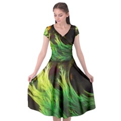 A Seaweed s Deepdream Of Faded Fractal Fall Colors Cap Sleeve Wrap Front Dress by jayaprime