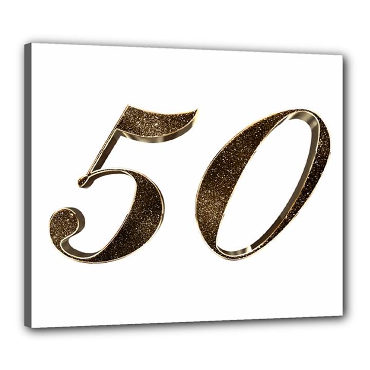 Number 50 Elegant Gold Glitter Look Typography Canvas 24  x 20 