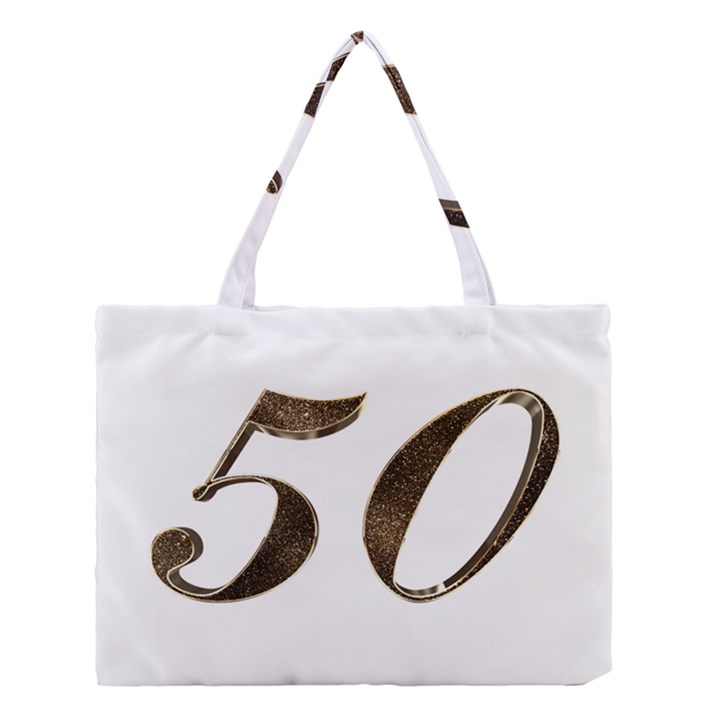 Number 50 Elegant Gold Glitter Look Typography Medium Tote Bag