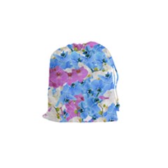 Tulips Flower Pattern Drawstring Pouches (small)  by paulaoliveiradesign