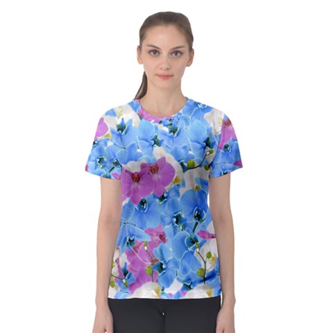 Tulips Flower Pattern Women s Sport Mesh Tee by paulaoliveiradesign