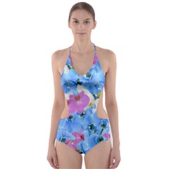 Tulips Flower Pattern Cut-out One Piece Swimsuit by paulaoliveiradesign