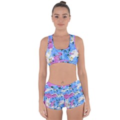 Tulips Flower Pattern Racerback Boyleg Bikini Set