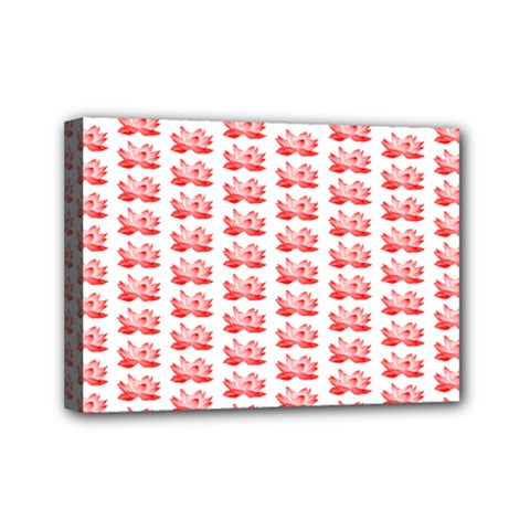 Red Lotus Floral Pattern Mini Canvas 7  X 5  by paulaoliveiradesign