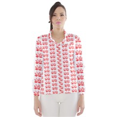 Red Lotus Floral Pattern Wind Breaker (women) by paulaoliveiradesign