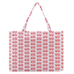 Red Lotus Floral Pattern Medium Zipper Tote Bag by paulaoliveiradesign