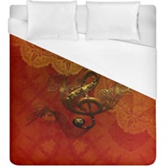 Golden Clef On Vintage Background Duvet Cover (king Size) by FantasyWorld7