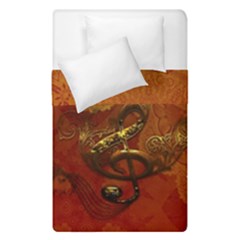 Golden Clef On Vintage Background Duvet Cover Double Side (single Size) by FantasyWorld7