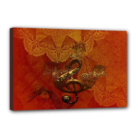 Golden Clef On Vintage Background Canvas 18  X 12  by FantasyWorld7