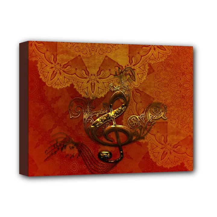 Golden Clef On Vintage Background Deluxe Canvas 16  x 12  