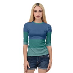 Blue Gradient Glitter Texture Pattern  Quarter Sleeve Tee