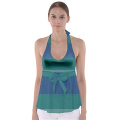 Blue Gradient Glitter Texture Pattern  Babydoll Tankini Top