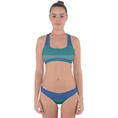 Blue Gradient Glitter Texture Pattern  Cross Back Hipster Bikini Set