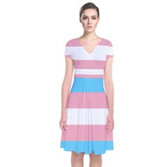 Trans Pride Short Sleeve Front Wrap Dress