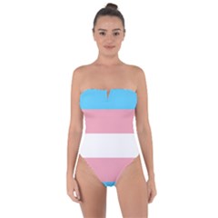 Trans Pride Tie Back One Piece Swimsuit by Crayonlord