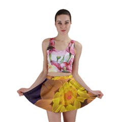 Beautiful Violet & Peach Primrose Fractal Flowers Mini Skirt by jayaprime