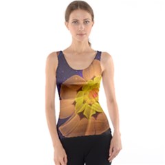 Beautiful Violet & Peach Primrose Fractal Flowers Tank Top by jayaprime