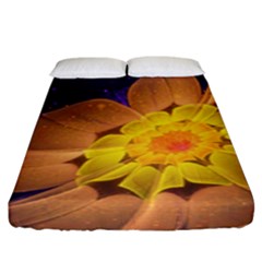 Beautiful Violet & Peach Primrose Fractal Flowers Fitted Sheet (king Size) by jayaprime