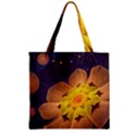 Beautiful Violet & Peach Primrose Fractal Flowers Zipper Grocery Tote Bag View1