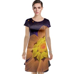 Beautiful Violet & Peach Primrose Fractal Flowers Cap Sleeve Nightdress by jayaprime