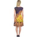 Beautiful Violet & Peach Primrose Fractal Flowers Capsleeve Midi Dress View2