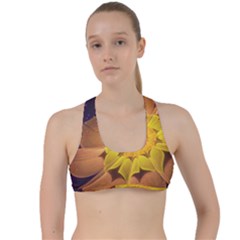 Beautiful Violet & Peach Primrose Fractal Flowers Criss Cross Racerback Sports Bra by jayaprime