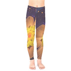 Beautiful Violet & Peach Primrose Fractal Flowers Kids  Legging