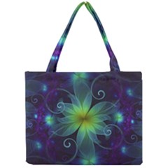 Blue And Green Fractal Flower Of A Stargazer Lily Mini Tote Bag by jayaprime