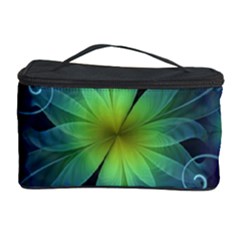 Blue And Green Fractal Flower Of A Stargazer Lily Cosmetic Storage Case by jayaprime