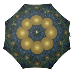 Beautiful Orange & Blue Fractal Sunflower Of Egypt Straight Umbrellas by jayaprime