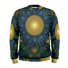 Beautiful Orange & Blue Fractal Sunflower Of Egypt Men s Sweatshirt by jayaprime